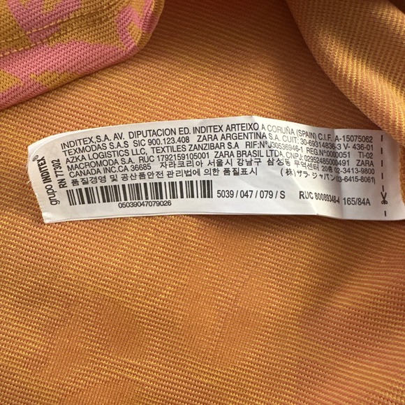 Zara Dress Womens S Orange Pink Floral 70s Boho Cutout Waist Mini Retro Vibes - Picture 9 of 15